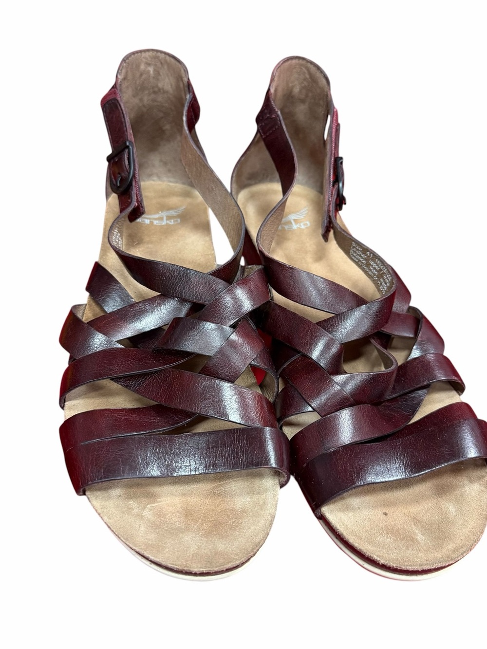 Dansko Women's Burgundy Strappy Leather Sandals 10.5-11